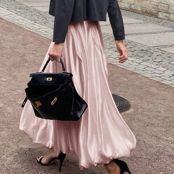 Pink Casual Women's Plain Color Pencil Skirt - Picture 6 of 11